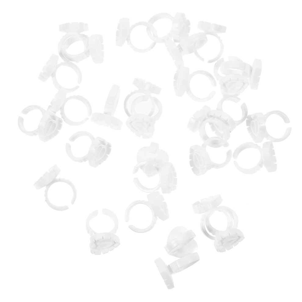 Ohphcall White 100Pcs Plastic Pigment Rings Eyelash Glue Holders For Salon Use