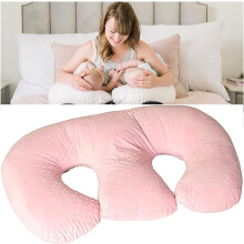 Twins Breastfeeding Pillow Large Gray Cotton, Machine Washable, Removable Pillowcase, Twin Pregnancy E Pillow