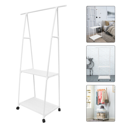 1St Staande Kledinghouder Staal Witte Garderobe Organizer 1