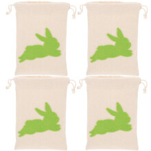 4Pcs Easter Party Drawstring Bags Green Cloth Gift Pouches for Jewelry