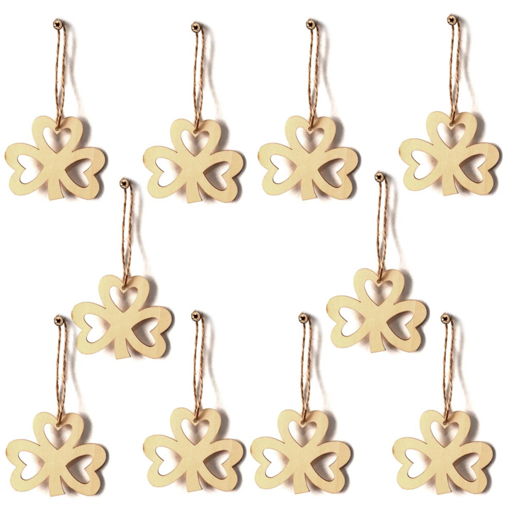 20 Sztuk Drewnianej Koniczyny Na Wisiorki Diy Do Dekoracji-image