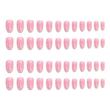 48St Plastic False Nails Roze Nail Art Voor Thuis Gebruik