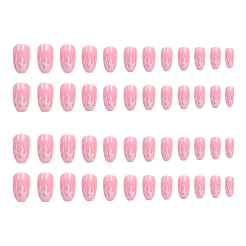 48St Plastic False Nails Roze Nail Art Voor Thuis Gebruik