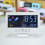 LCD Display Clock With Temperature And Humidity Sensor, White Finish, Compact Design 1