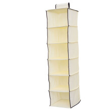 1St 6 Fächer Aufbewahrungstasche Für Hängend (Beige)