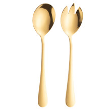 6 Servierlöffel Obstsalat Löffel Salatgabel (Gold)