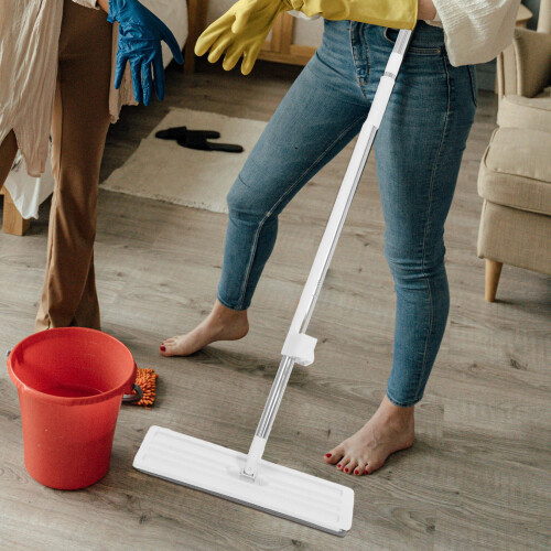1Set Rotatable Large Flat Mop Microfiber Wet Dry Household Floor Mop 2