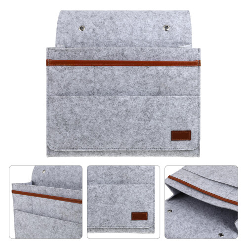 1 Stuks Felt Opbergzak Bedhoofd Capaciteit Grijs 1