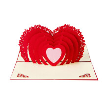 2Stk 3D Valentinstag Grußkarte Herzform Rot