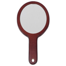 2Stk Handheld Make-up-Spiegel Tragbarer Holzspiegel Kreativer Spiegel