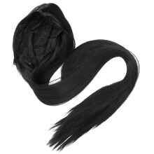New Fashion Damen Echthaar Vollperücke Für Cosplay Party 100cm Schwarz
