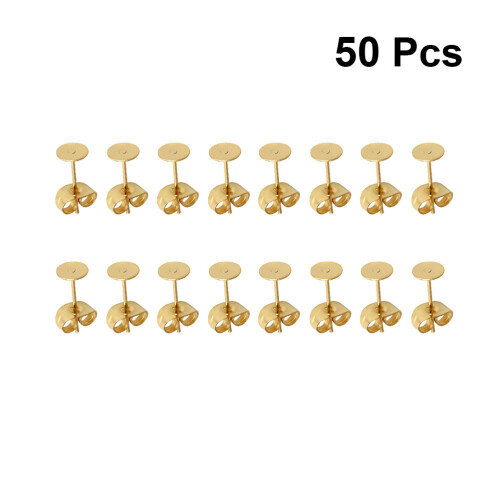 25 Pares Pendientes Inoxidable 3Mm Planos Dorado 2