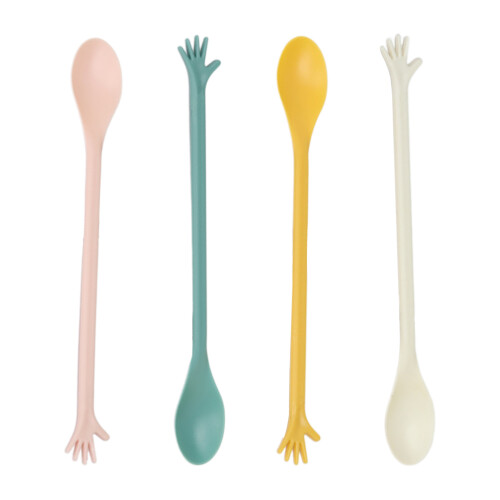 4Pcs Colored Food Spoons Palm Shaped Coffee Dessert Tableware