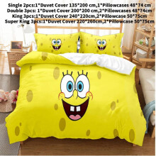 (Double(200x200cm)) Spongebob Bedding Squarepants Single Double Duvet Cover Cases Sets Supplies