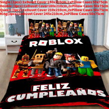 (Black,Single(140x210cm))Cartoon Roblox 3D-Druck Muster Bettbezug Kissenbezug Set Schlafzimmer Geschenk Bettwäsche