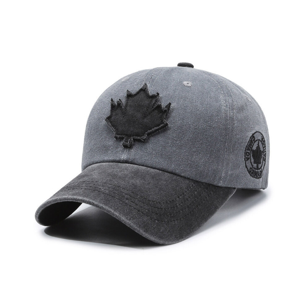 (Gray) Color Fashion Blocked Baseball Cap With Maple Leaf Decoration Design Daily For-image-OPC-PM7ZS9V-NEW