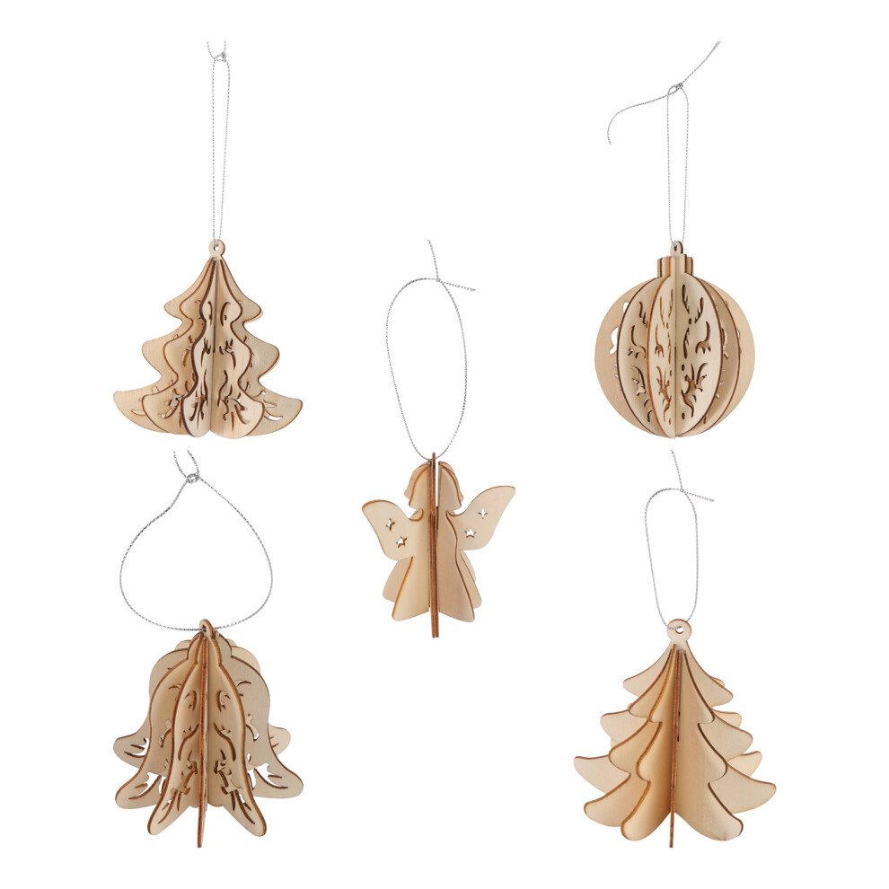 Pięć ŚWiąTecznych Drewnianych PlastróW RzemiosłA, WisząCa Ozdoba-image