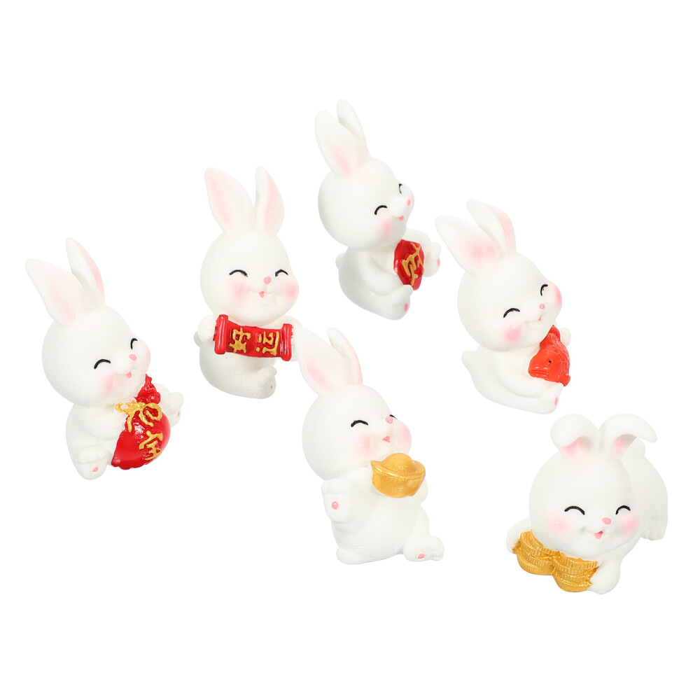 6 Sztuk Mini Figurki Z Krochmalonego KróLika, Dekoracje Noworoczne-image