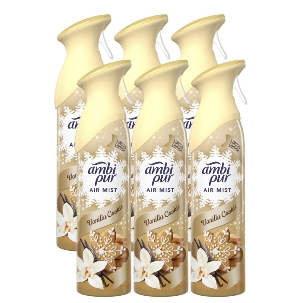 Febreze 6 X 185 Ml Febreze/Ambi Pur Air Mist Air Freshener Spray - Vanilla Cookie