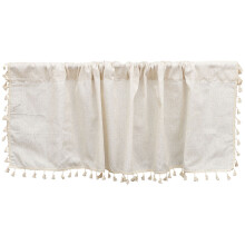 Stijlvol Beige Keuken Valance Gordijn Met Decoratieve Franjes