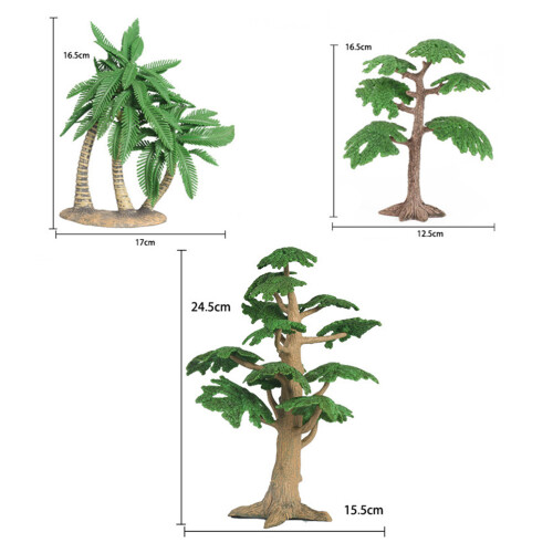 3 Unidades Árvores Plástico Verde Artificial Para Mini Casa 2