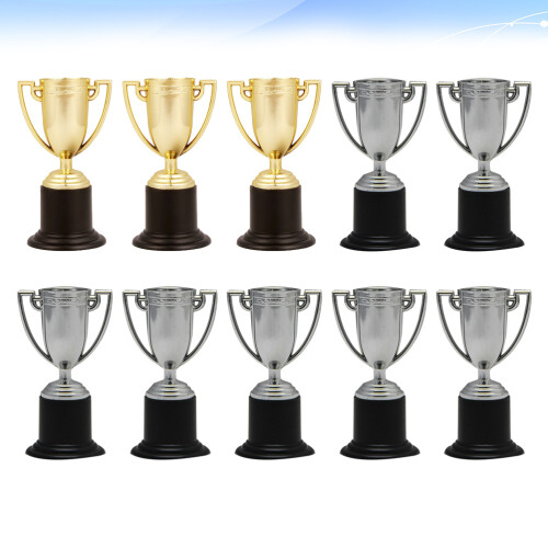 10 Unidades Mini Troféu Plástico Crianças 3 Prateado 7 2