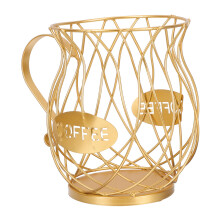 Golden Iron Art Fruit Basket Hollow Snack Storage Holder