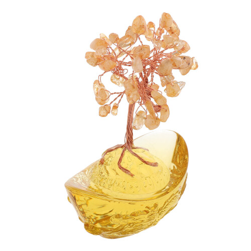 Árvore De Cristal Com Base Yuanbao Para Decoração E Meditação