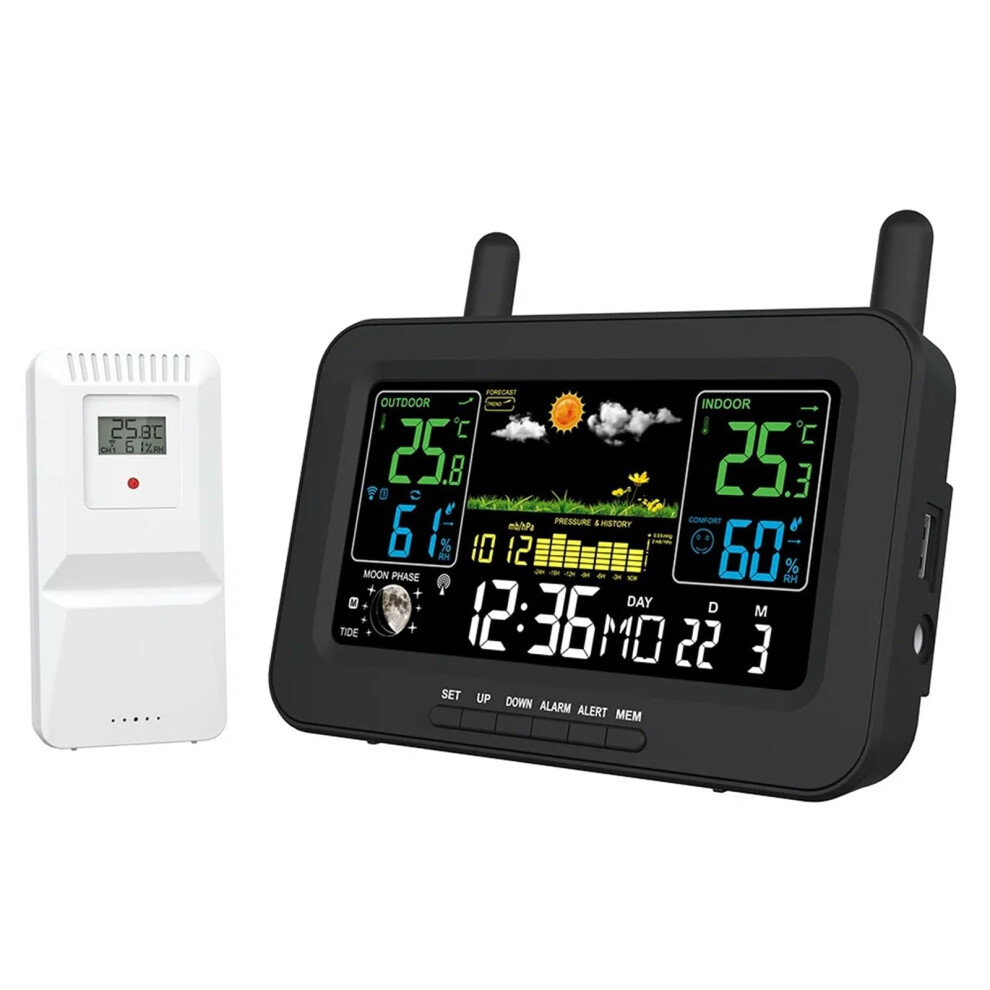 Digital Weather Station Clock Indoor Outdoor Weather Forecast Thermometer Hygrometer With Wireless Outdoor Sensor 9354506290627