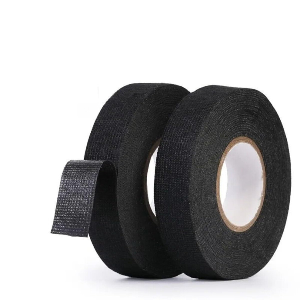 Automotive Wiring Harness Cloth Tape - Flame Retardant Flannel Adhesive Car Wire Wrapping Noise Reduction 2-Pack Black 9084446422573