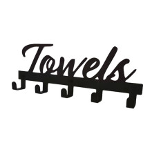 1Pc Black Iron Towel Hanging Rack Kitchen Bedroom Wall Mount Hook