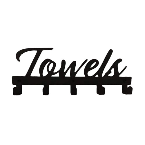 1Pc Black Iron Towel Hanging Rack Kitchen Bedroom Wall Mount Hook 2
