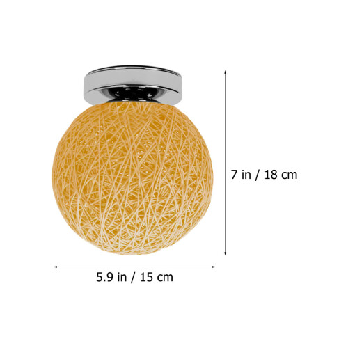 1Pc Decorative Yellow Rattan Ball Ceiling Lamp Corridor Light 1
