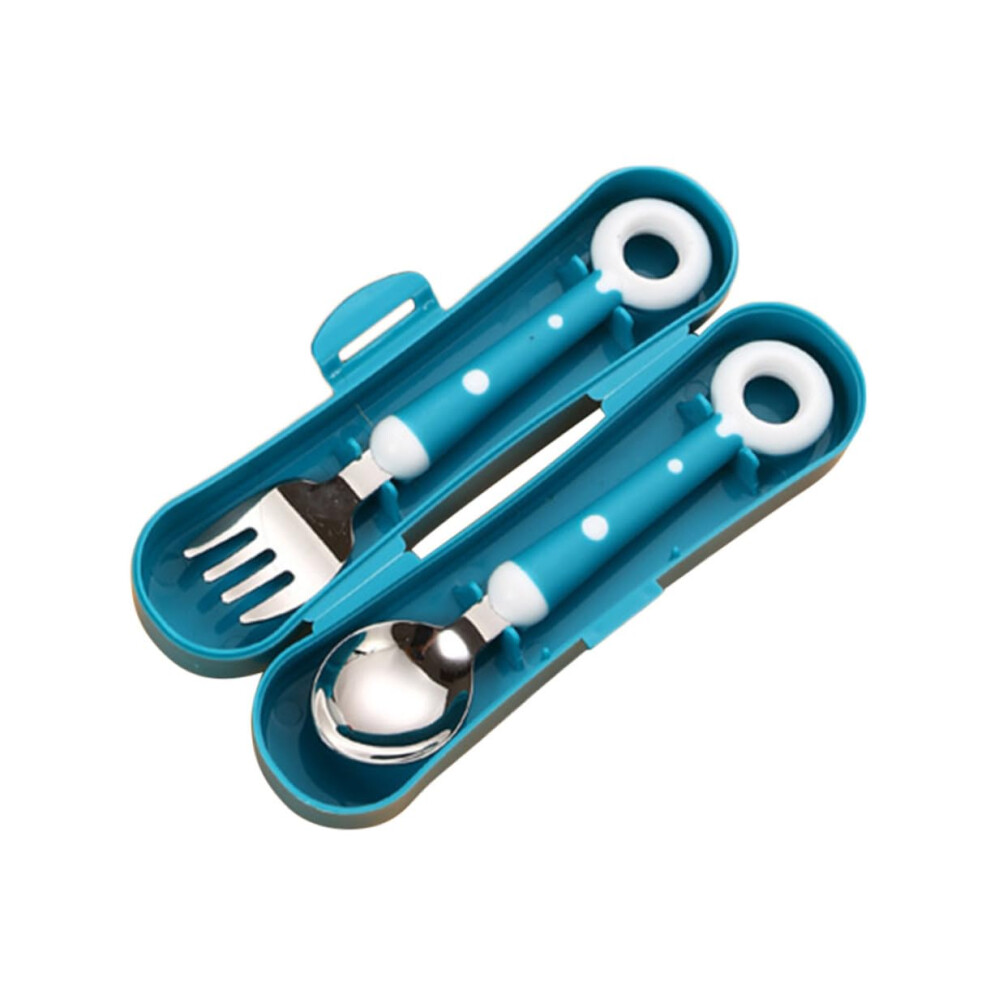 Stainless Steel Flatware Spoon and Fork With Ergonomic Silicone Handles Non Slip For Independent Eating And Dexterity Development
