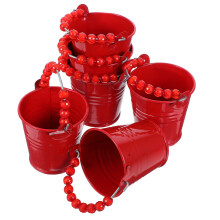 18Pcs Red Iron Mini Buckets for Storage and Craft Projects