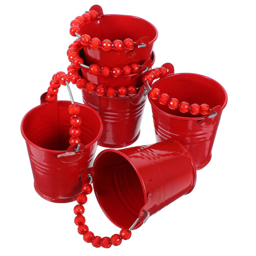 18Pcs Red Iron Mini Buckets for Storage and Craft Projects
