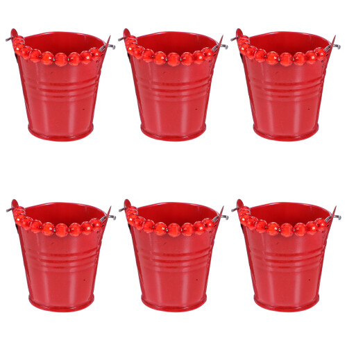 18Pcs Red Iron Mini Buckets for Storage and Craft Projects 1