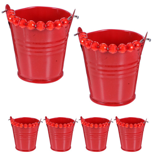 18Pcs Red Iron Mini Buckets for Storage and Craft Projects 2