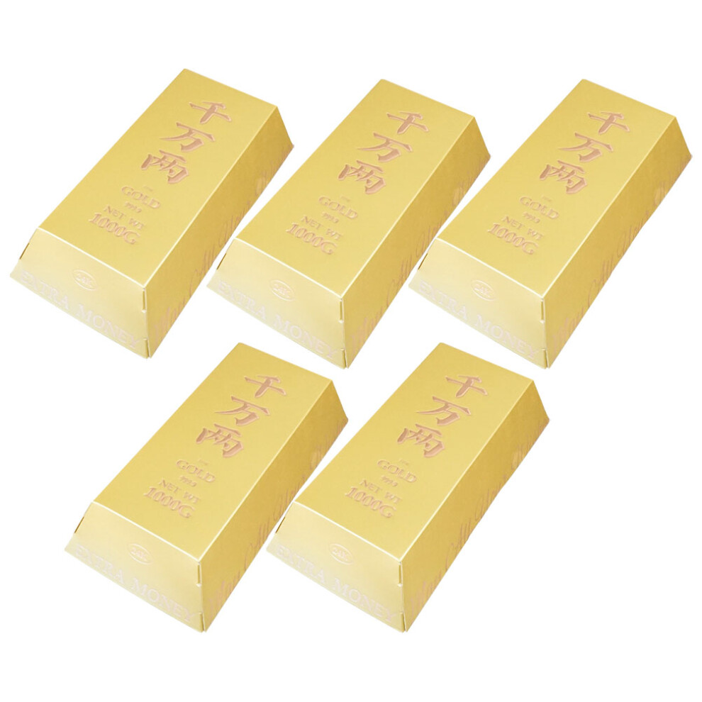 5 Sztuk Papierowych PudełEk Na Czekoladki W ZłOtych IngotóW-image