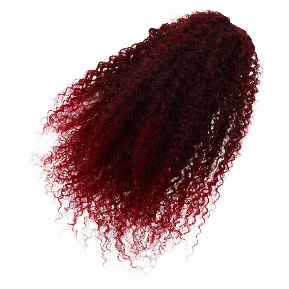 Happyyami Unisex Red 5Pcs Dark Synthetic Drawstring Afro Curly Ponytail Hair Extensions