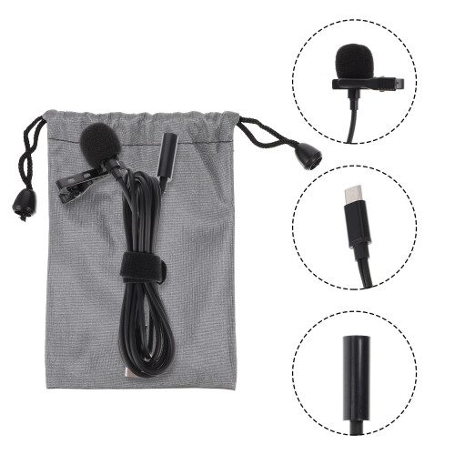 Lavalier Microfoon Clip-On Met USB Type-C En Hoofdtelefoonaansluiting 1