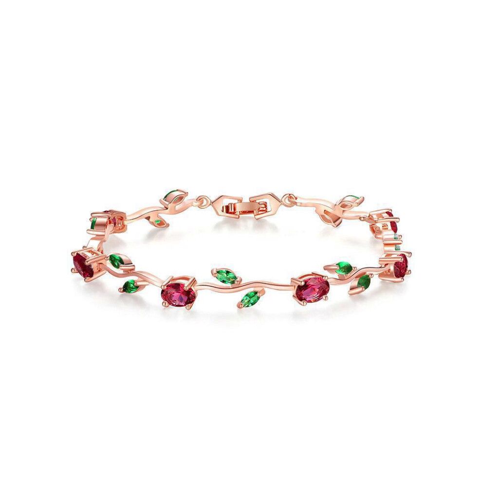 (Rose Gold) Women Simple Design Rhinestone Bracelet Party Girls Crystal Bangle-image-OPC-PM868P6-NEW