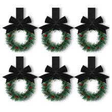 (Black, 6PCS) 12pieces Christmas Cabinet Decor Easy To Hang Kitchen Cabinet Wreaths