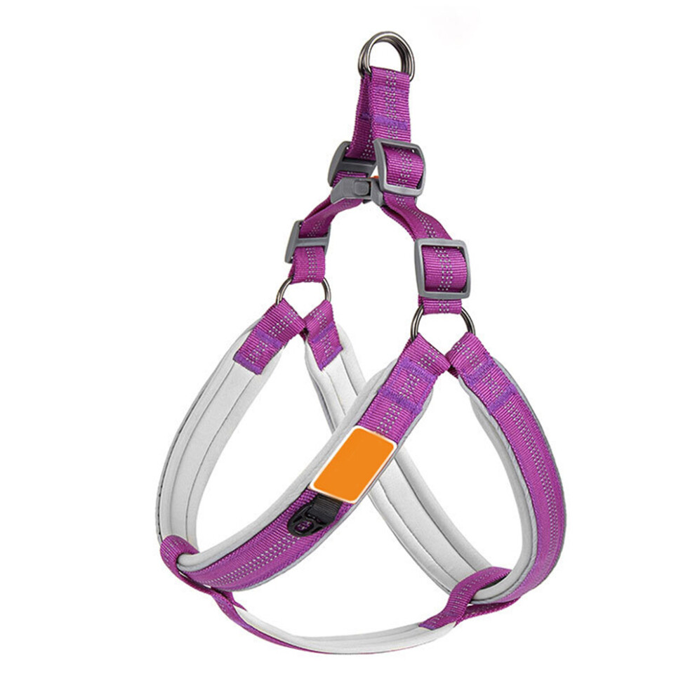 (Purple, M) Pet Vest Harness Soft Filling Dog Chest Strap Nylon Leash Walking-image-OPC-PM87QB5-NEW
