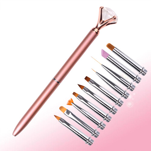 11 Pezzi Set Unghie Con Penna Rosa 2