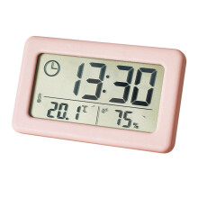 Sleek Digital Clock With Temperature And Humidity Display Desktop Clock For Home Decor 12/24 Hour White