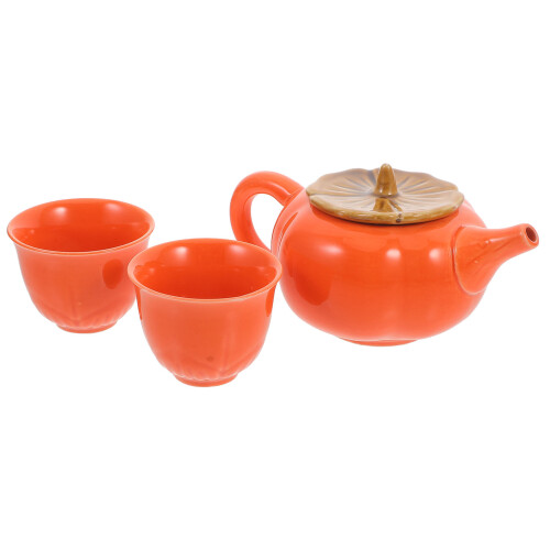 Conjunto De De Caqui E Xícaras De Cerâmica
