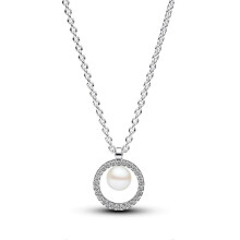 Timeless 393165C0145 Freshwater Pearl Pave Necklace, Sterling Silver, 45 cm