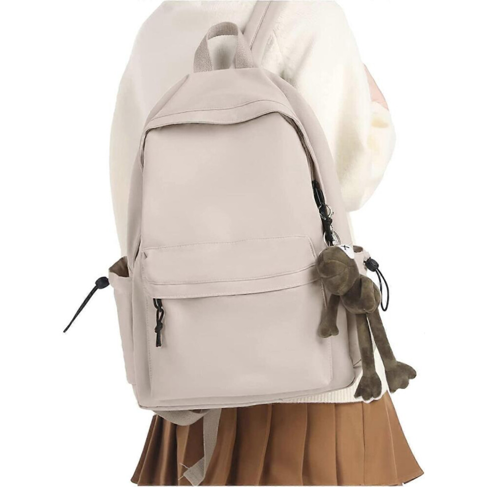 (Beige)Black Backpack Lightweight School Bag Bookbag Waterproof High School Middle School Students Backpack For Teen Boys Girls Cute Aesthetic Ba 9022594239049