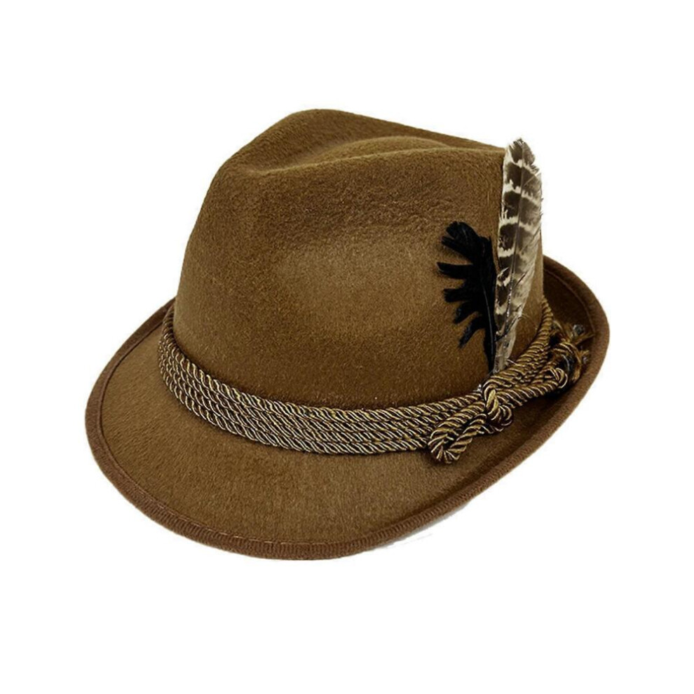 (Camel Black Feather)Oktoberfest Hat Widget Beer Trilby Lovely Homburg Hats Headwear Party Photo Props Gifts Oktoberfest 9022594238929